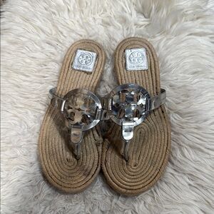 Tory Burch Miller Espadrille Logo In Mirror Metallic‎ Silver Women’s Size 10